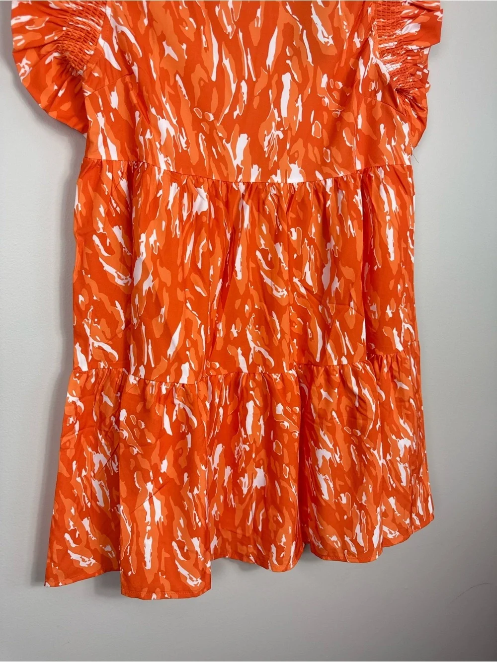 Michelle Mcdowell Everly Dress Women Medium Smocked White Orange Football Sport